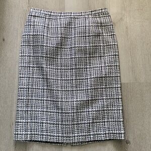 Pendleton Tweed Black white Pencil Skirt - sz 8 midi classic career shimmer‎